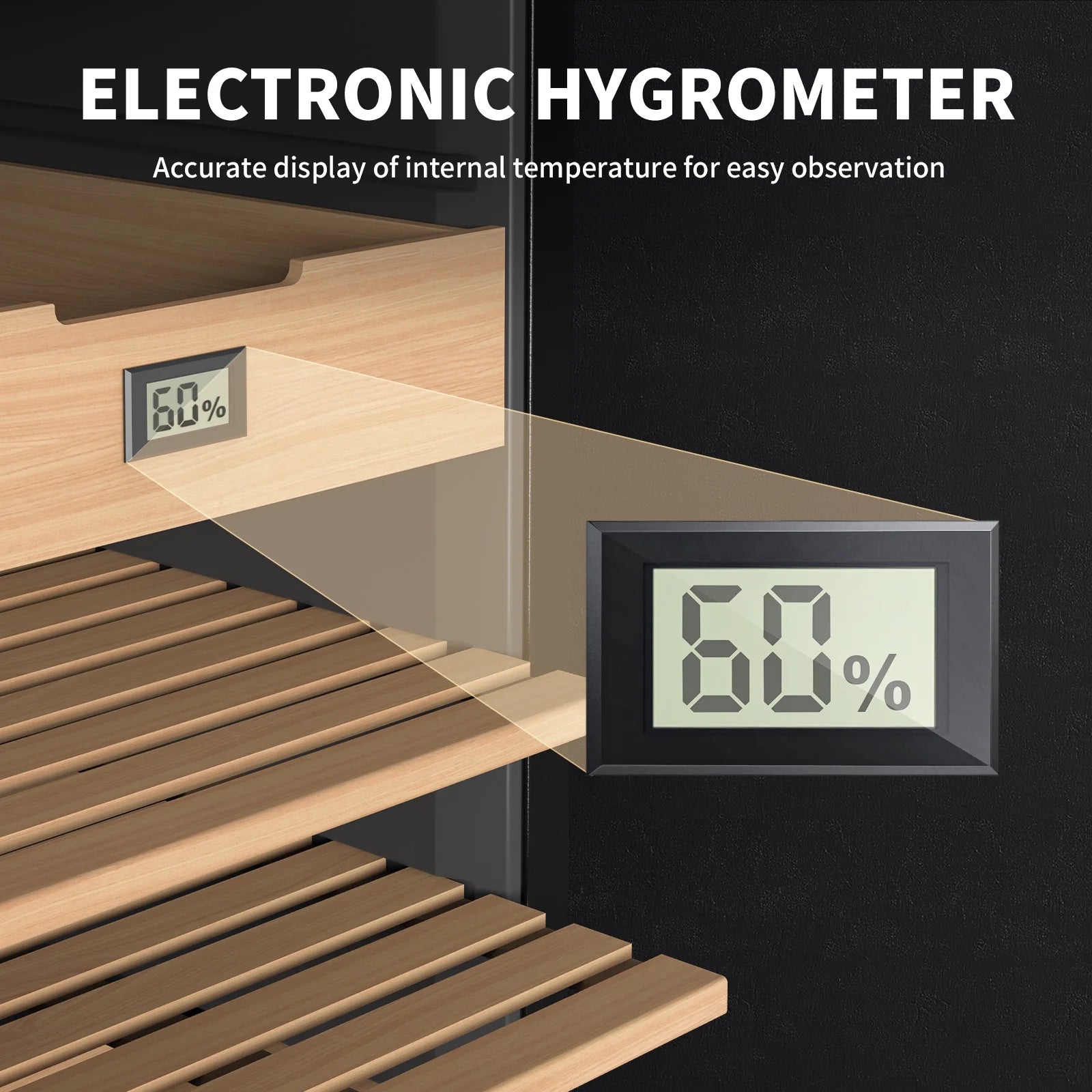 48L Electric Humidor 300 Counts Cigar Cooler Humidor Humidifier Box, with 3 Spanish Cedar Wood Shelves & 1 Drawer