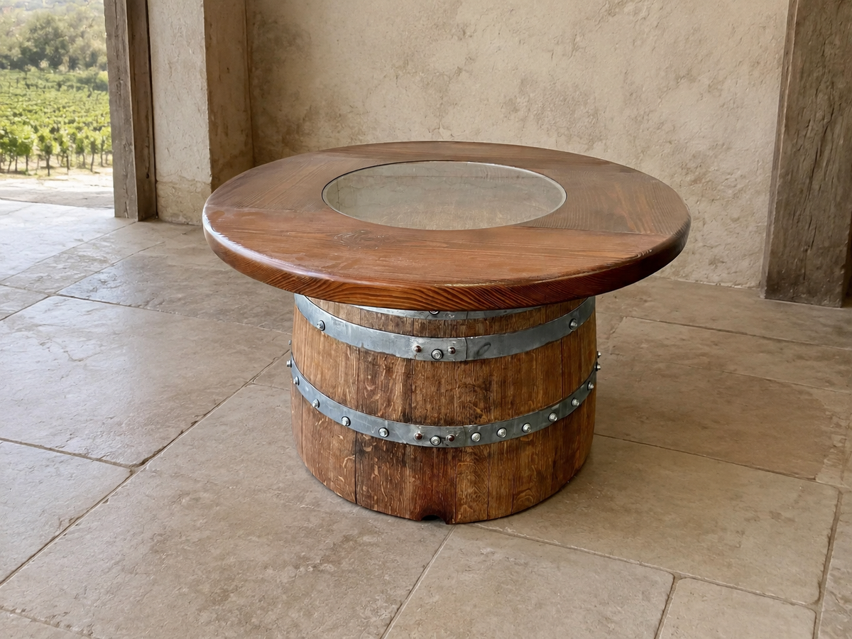 Whiskey & Wine Barrel Half-Barrel Table Set – 2 Chairs