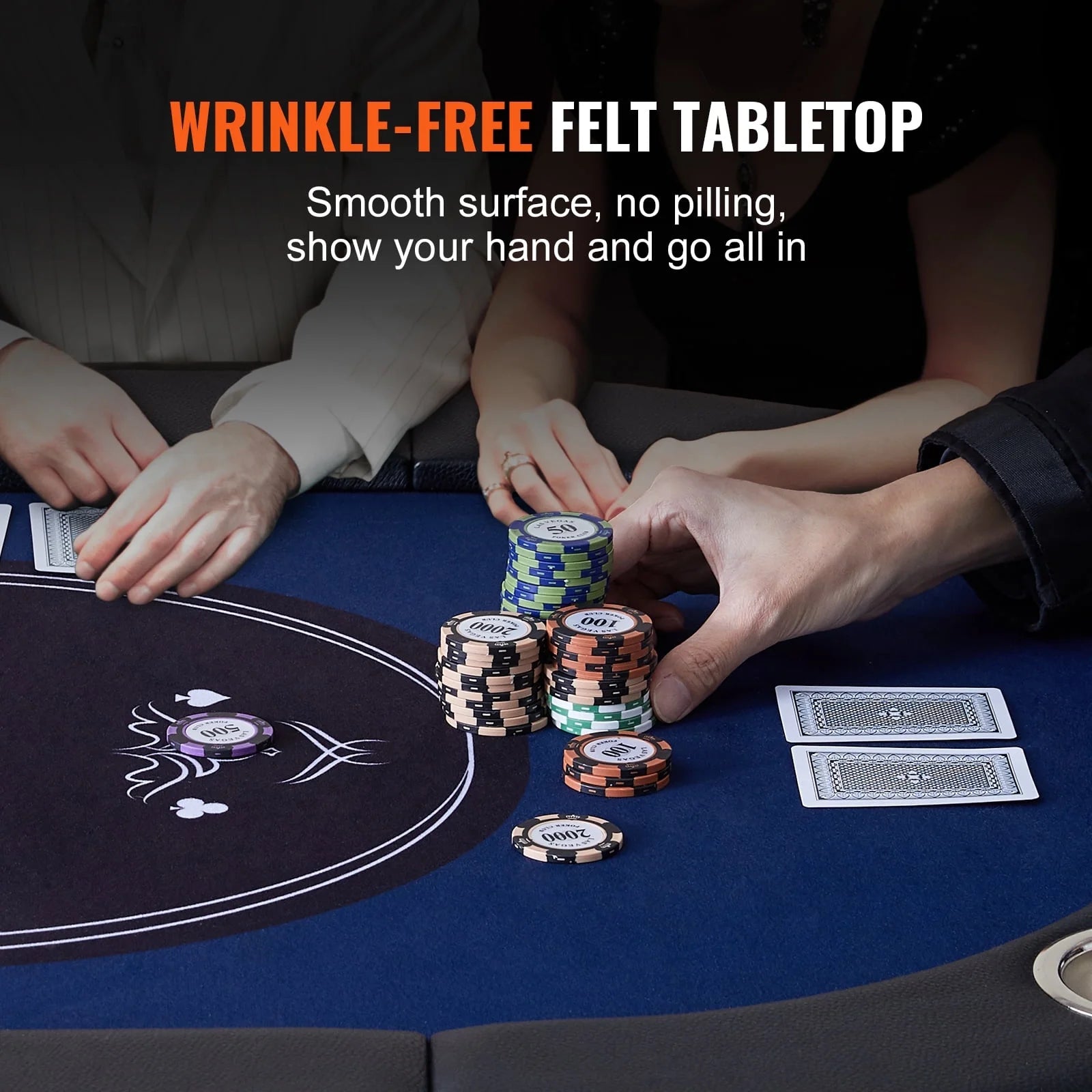 Foldable, Oval 8 Player Poker Table, Green