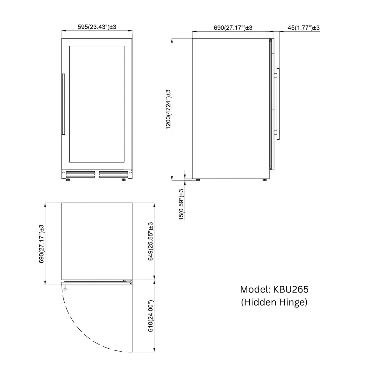 KingsBottle 47-Inch Upright Single-Zone Wine Cooler with Low-E Glass Door