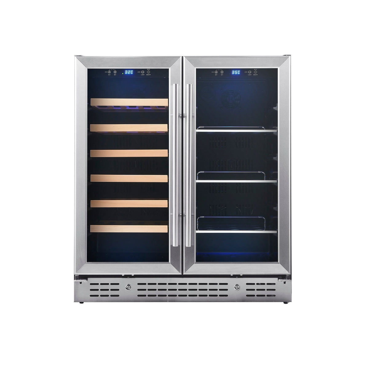 KingsBottle 30-Inch Dual-Zone Wine & Beverage Center with Low-E Glass Door
