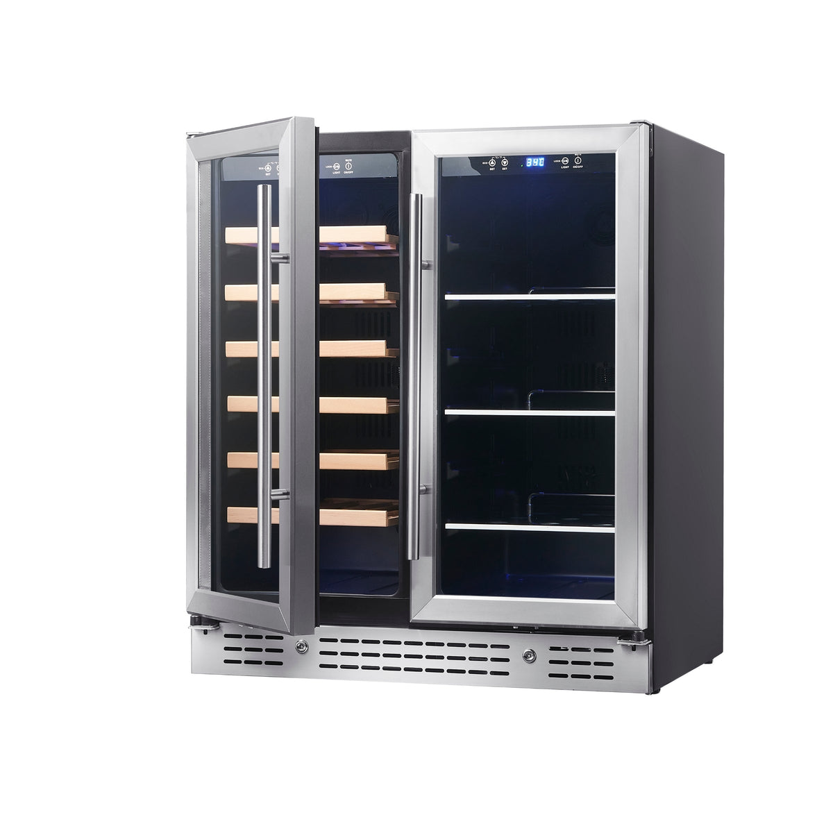 KingsBottle 30-Inch Dual-Zone Wine & Beverage Center with Low-E Glass Door