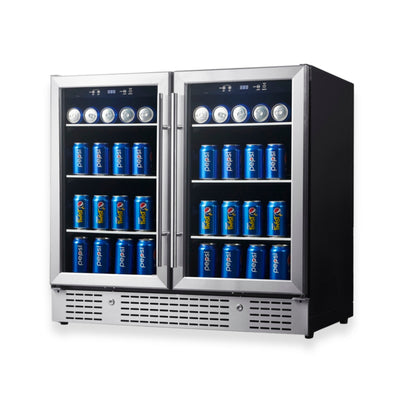 KingsBottle 36-Inch Dual-Zone Under-Counter Beverage Cooler