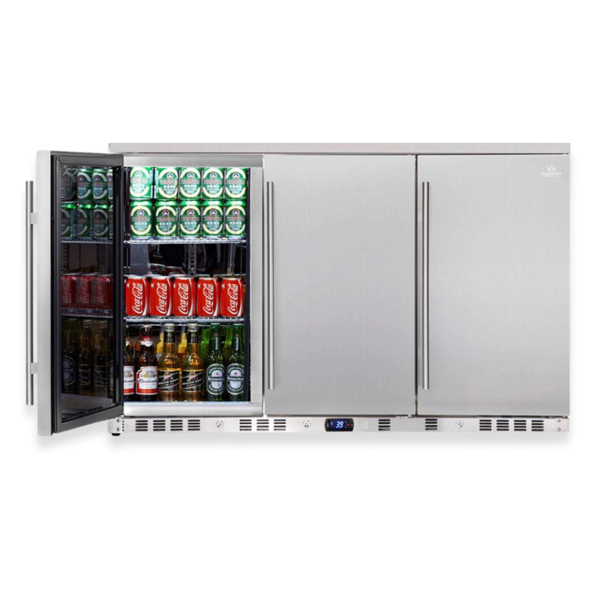 KingsBottle 53-Inch Outdoor Beverage Refrigerator with Solid Stainless Steel Doors