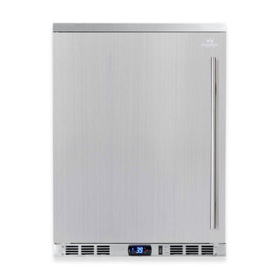 KingsBottle 24-Inch Outdoor Beverage Refrigerator with Solid Stainless Steel Door