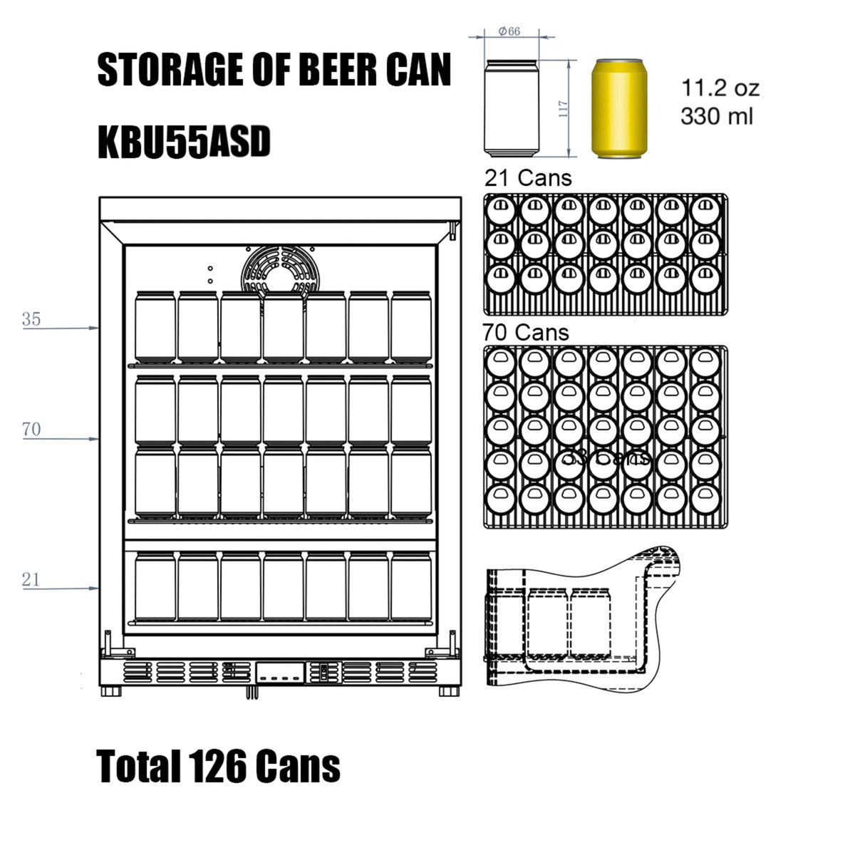 KingsBottle 24-Inch Outdoor Beverage Refrigerator with Solid Stainless Steel Door