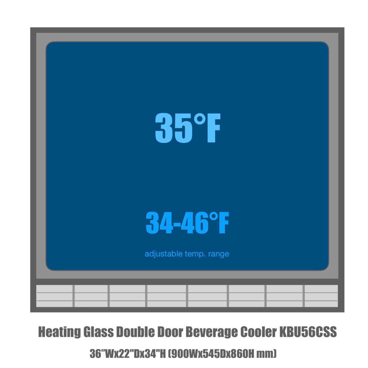 KingsBottle 36-Inch Under-Counter Beverage Refrigerator with Heated Glass Door