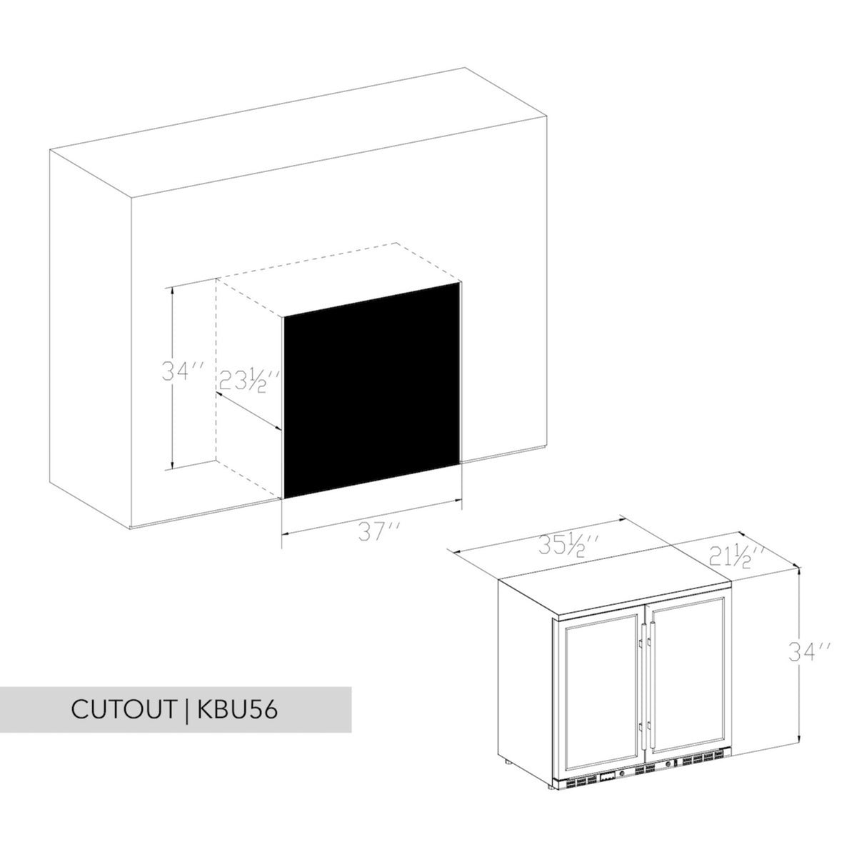 KingsBottle 36-Inch Under-Counter Beverage Refrigerator with Heated Glass Door