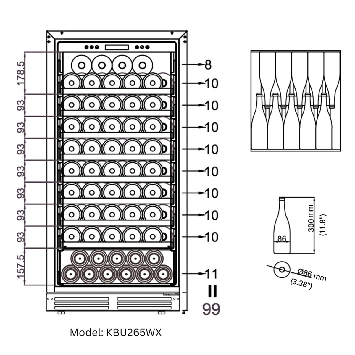 KingsBottle 47-Inch Upright Dual-Zone Wine & Beverage Center