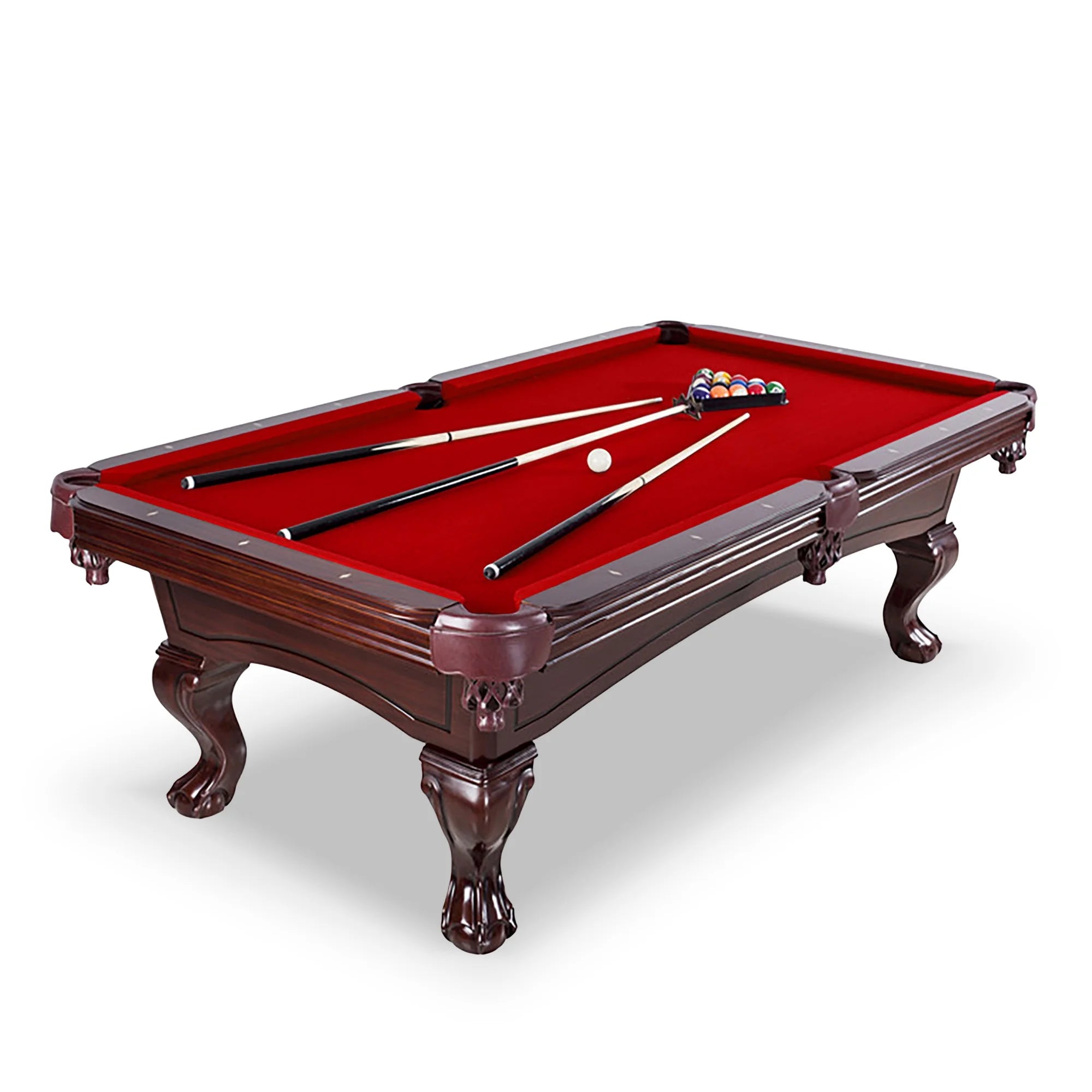Augusta 8-Ft Pool Table - Mahogany Finish with Red Felt