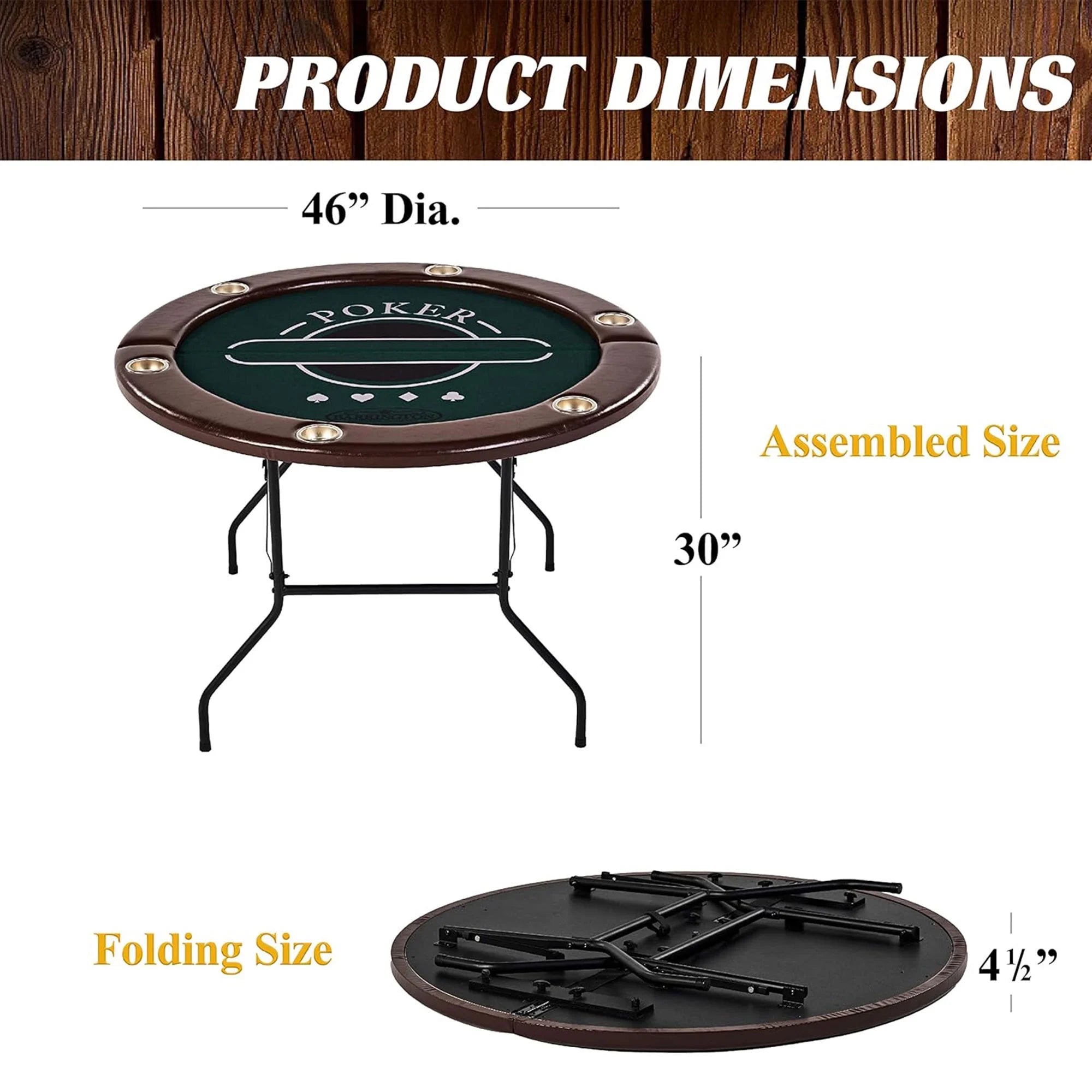 Poker Table with Rails, Cup Holders, Chips & Cards