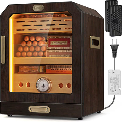 Luxury Cigar Humidor Cabinet with LED Lighting & Accessory Drawer
