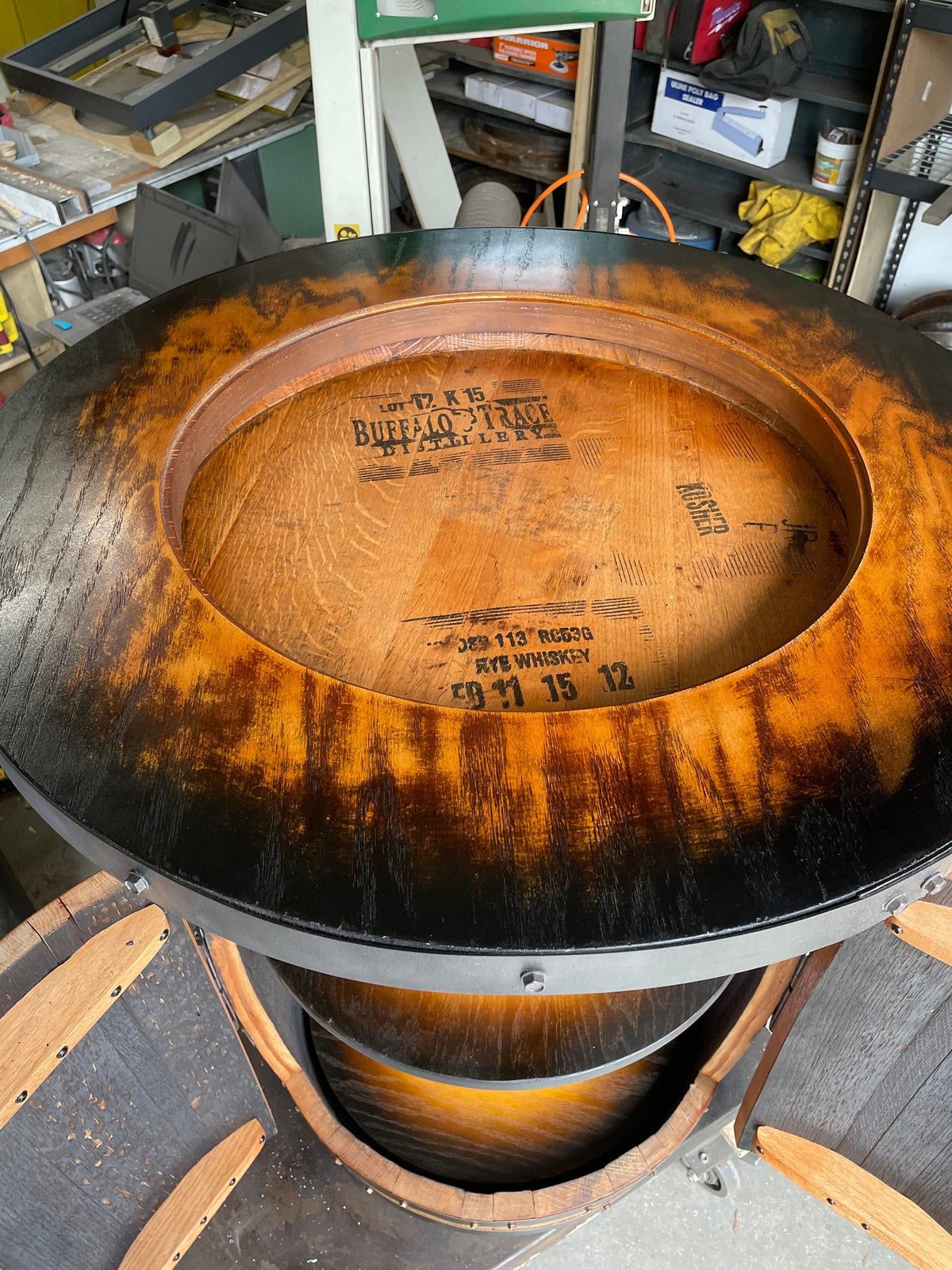 Bourbon Barrel Bistro/Pub Table – Custom Engraved Whiskey Barrel Table