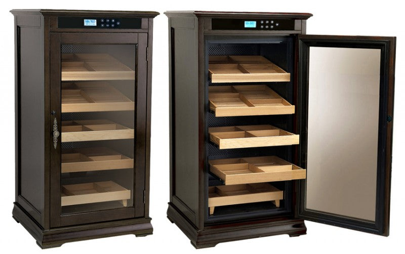 Redford Espresso Cigar Humidor – 1,250 Count Electric Climate-Controlled Cabinet