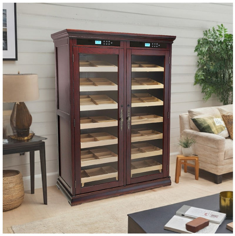 Reagan Electronic Cigar Cabinet Humidor – 4,000 Count Dual-Zone