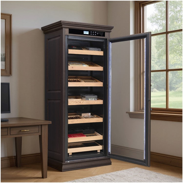 Remington Espresso Cigar Humidor – 2,000 Count Electric Climate-Controlled Cabinet