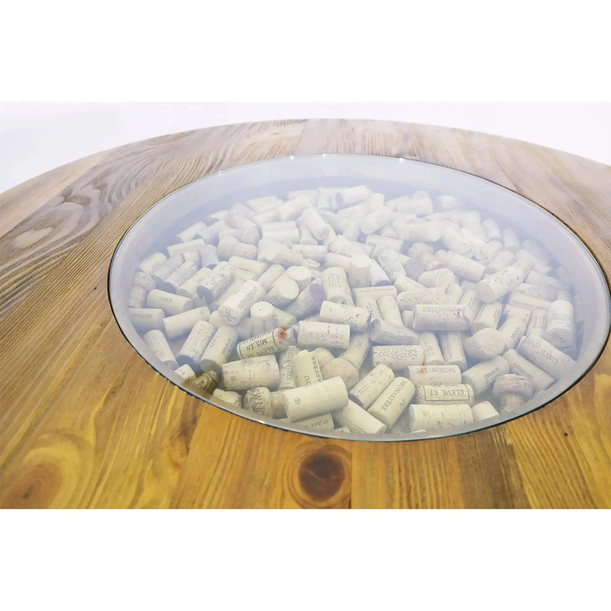 Whiskey & Wine Barrel Bistro Pub Set – 4 Stools, Glass Top & Foot Rail