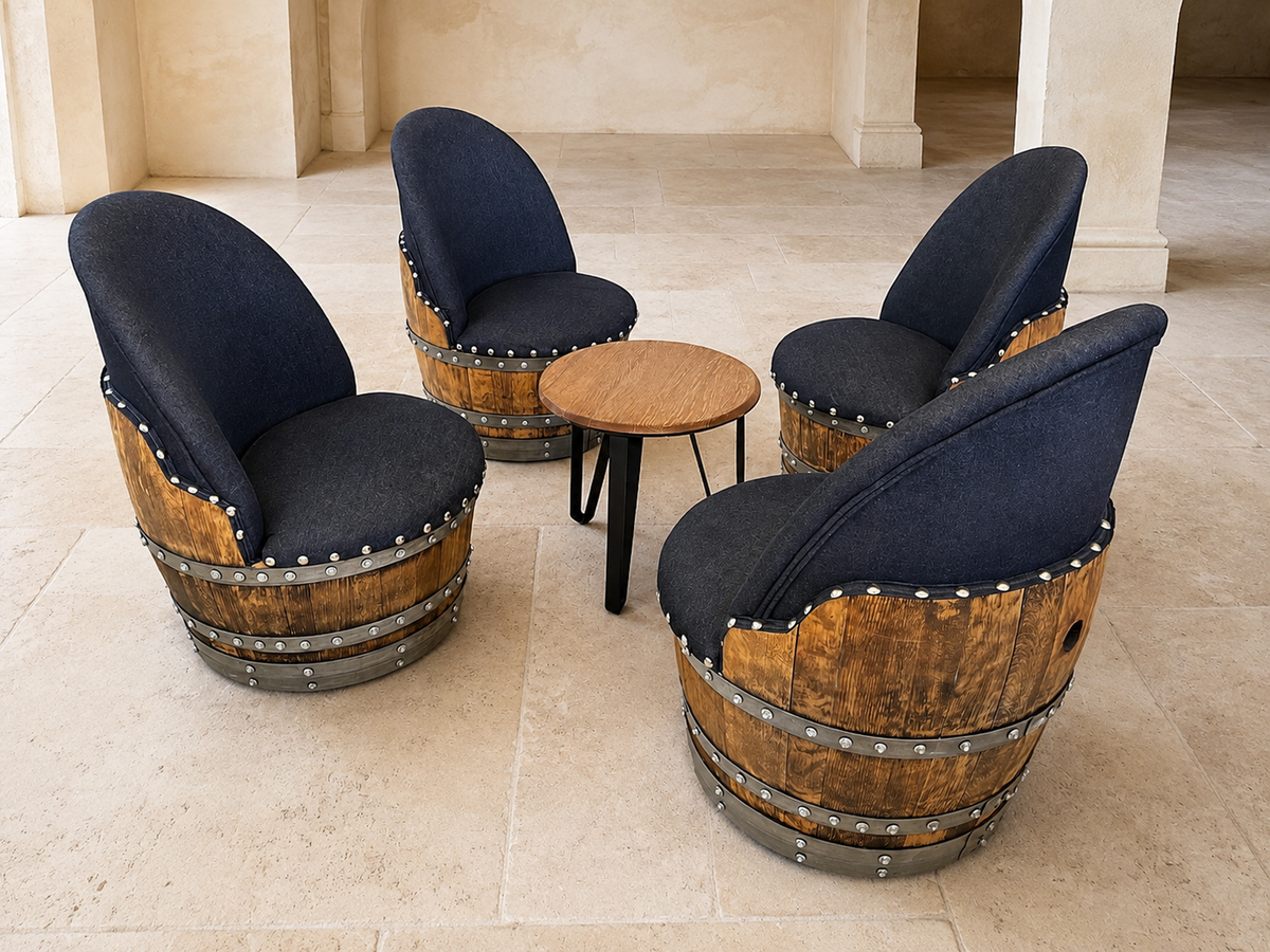 Whiskey &amp; Wine Barrel Modern Table Set
