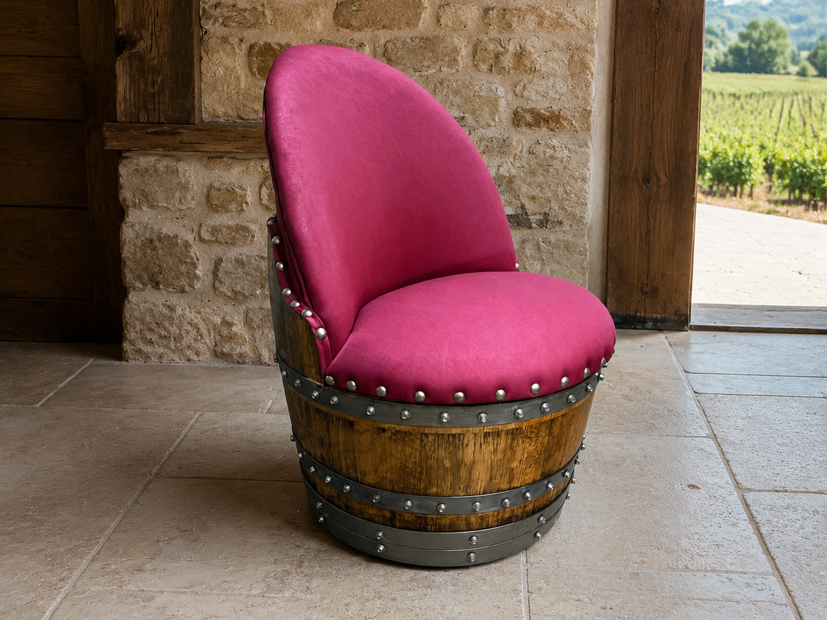 Whiskey &amp; Wine Barrel Half-Barrel Table Set – 2 Chairs