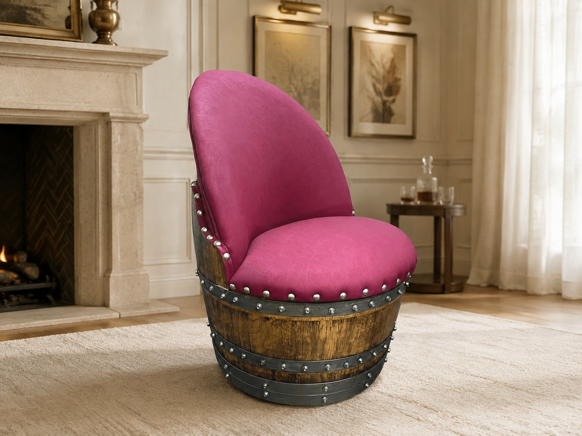 Whiskey &amp; Wine Barrel Coffee Table Set – 2 Chairs