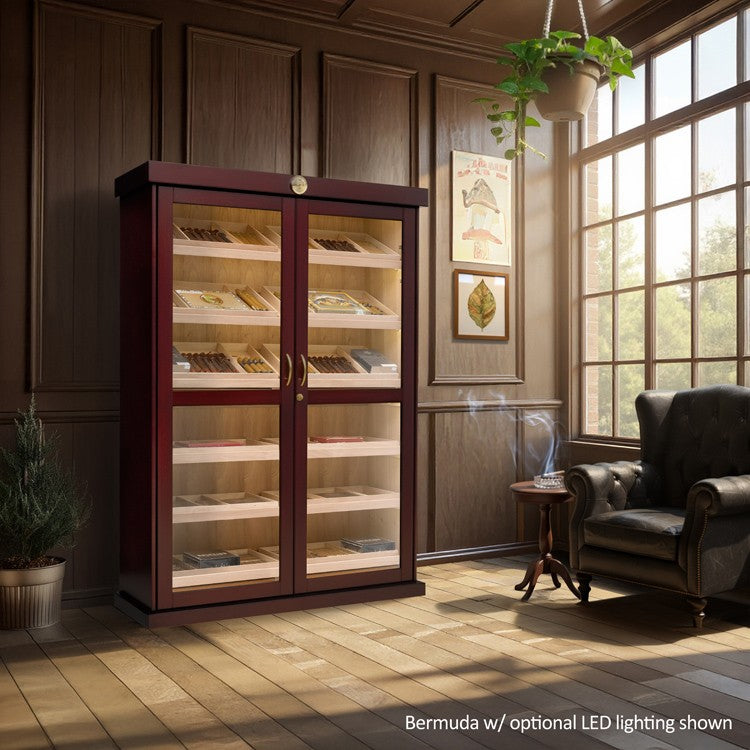 Bermuda Cigar Humidor Cabinet – 4,000 Count Cherry Finish