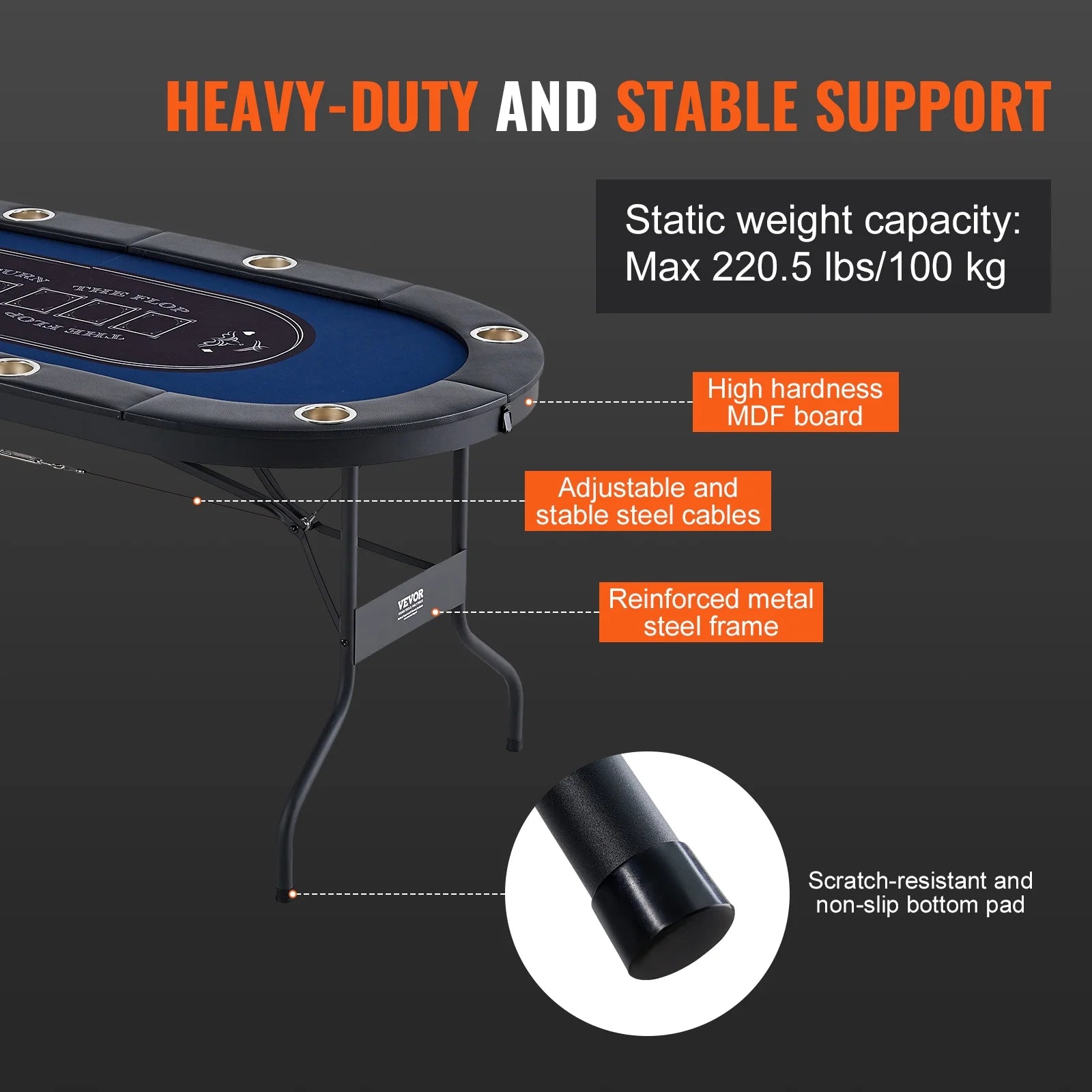 Foldable, Oval 8 Player Poker Table, Green