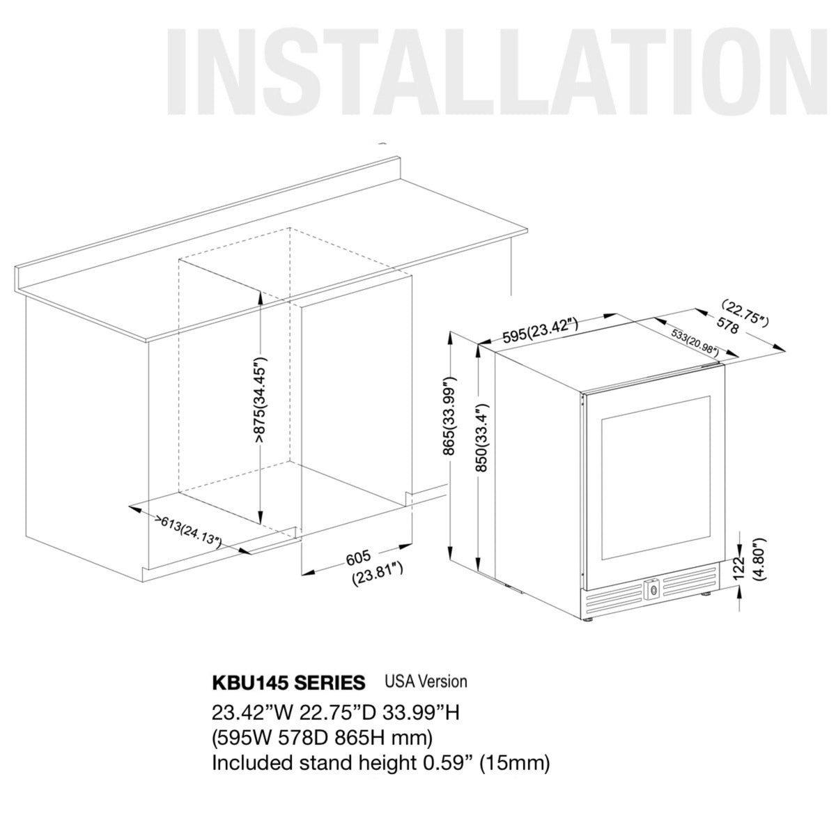 KingsBottle 24-Inch Dual-Zone Under-Counter Wine Cooler with Low-E Glass Door