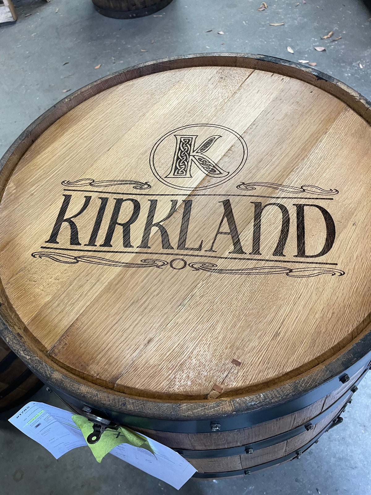 Standard Whiskey Barrel Cabinet – Custom Engraved Bourbon Barrel Storage