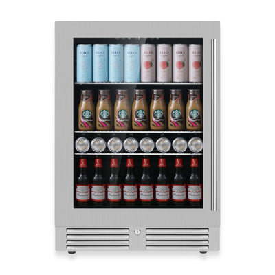 KingsBottle 24-Inch Under-Counter Beverage Refrigerator with Low-E Glass Door