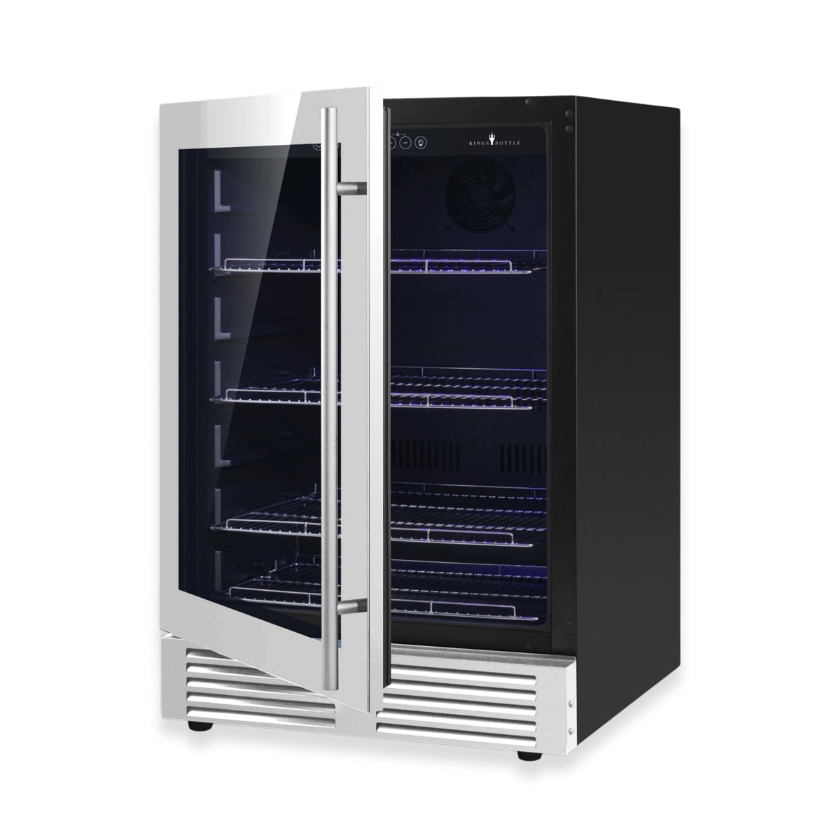 KingsBottle 24-Inch Under-Counter Beverage Refrigerator with Low-E Glass Door