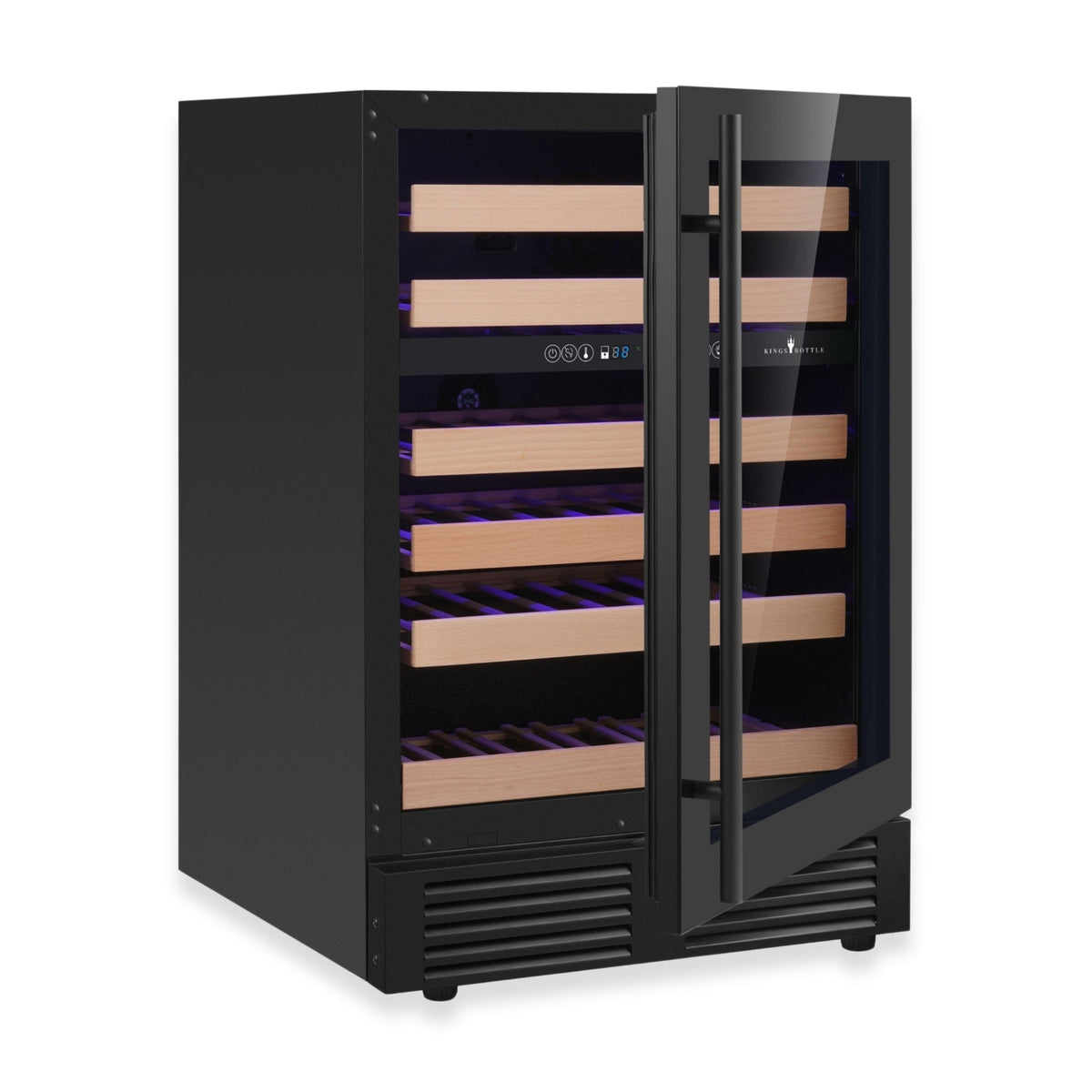 KingsBottle 24-Inch Dual-Zone Under-Counter Wine Cooler with Low-E Glass Door