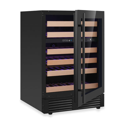 KingsBottle 24-Inch Dual-Zone Under-Counter Wine Cooler with Low-E Glass Door