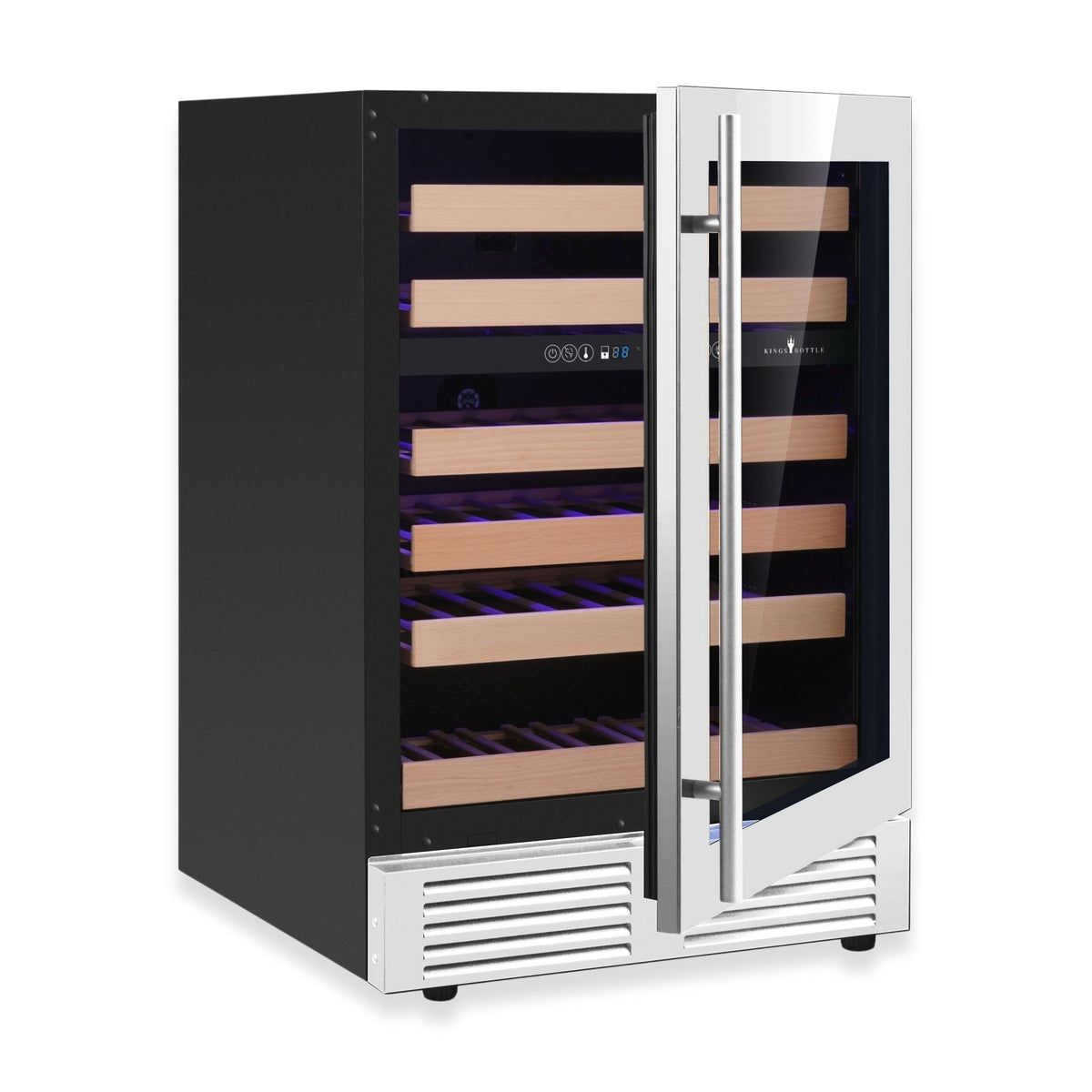 KingsBottle 24-Inch Dual-Zone Under-Counter Wine Cooler with Low-E Glass Door