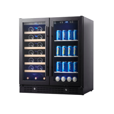 KingsBottle 30-Inch Dual-Zone Wine & Beverage Center with Low-E Glass Door