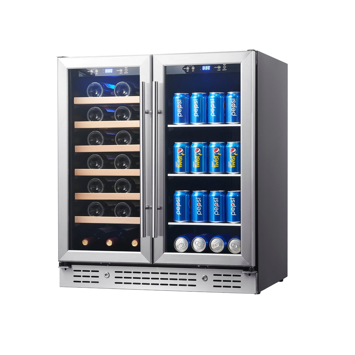 KingsBottle 30-Inch Dual-Zone Wine & Beverage Center with Low-E Glass Door