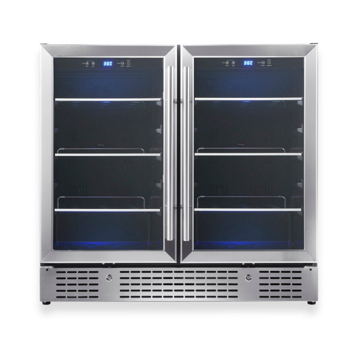 KingsBottle 36-Inch Dual-Zone Under-Counter Beverage Cooler