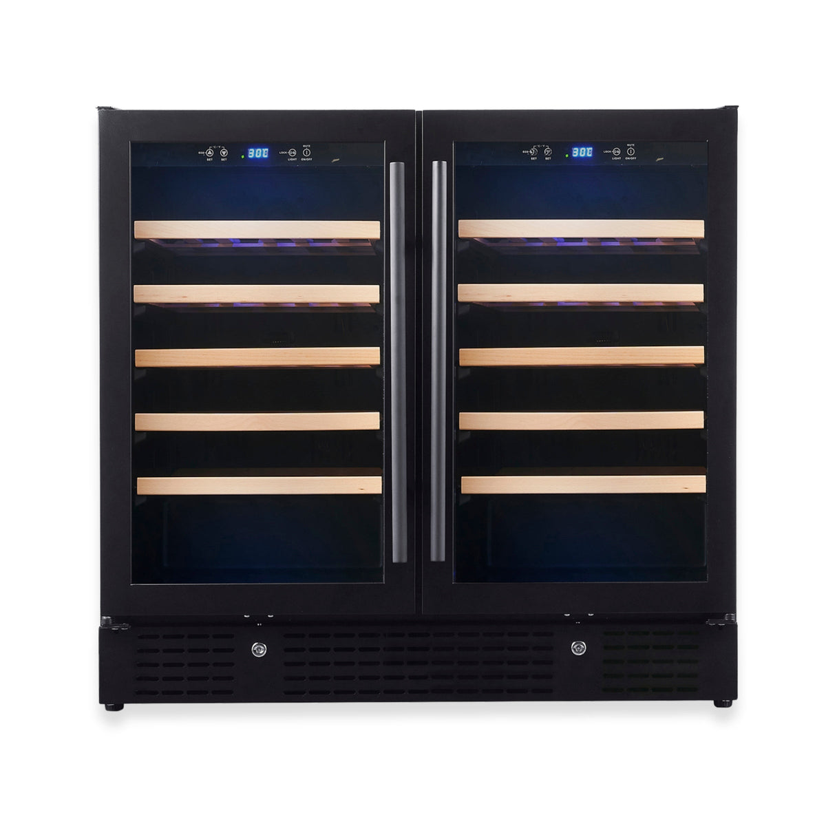 KingsBottle 36-Inch Dual-Zone Under-Counter Wine Cooler with Low-E Glass Door