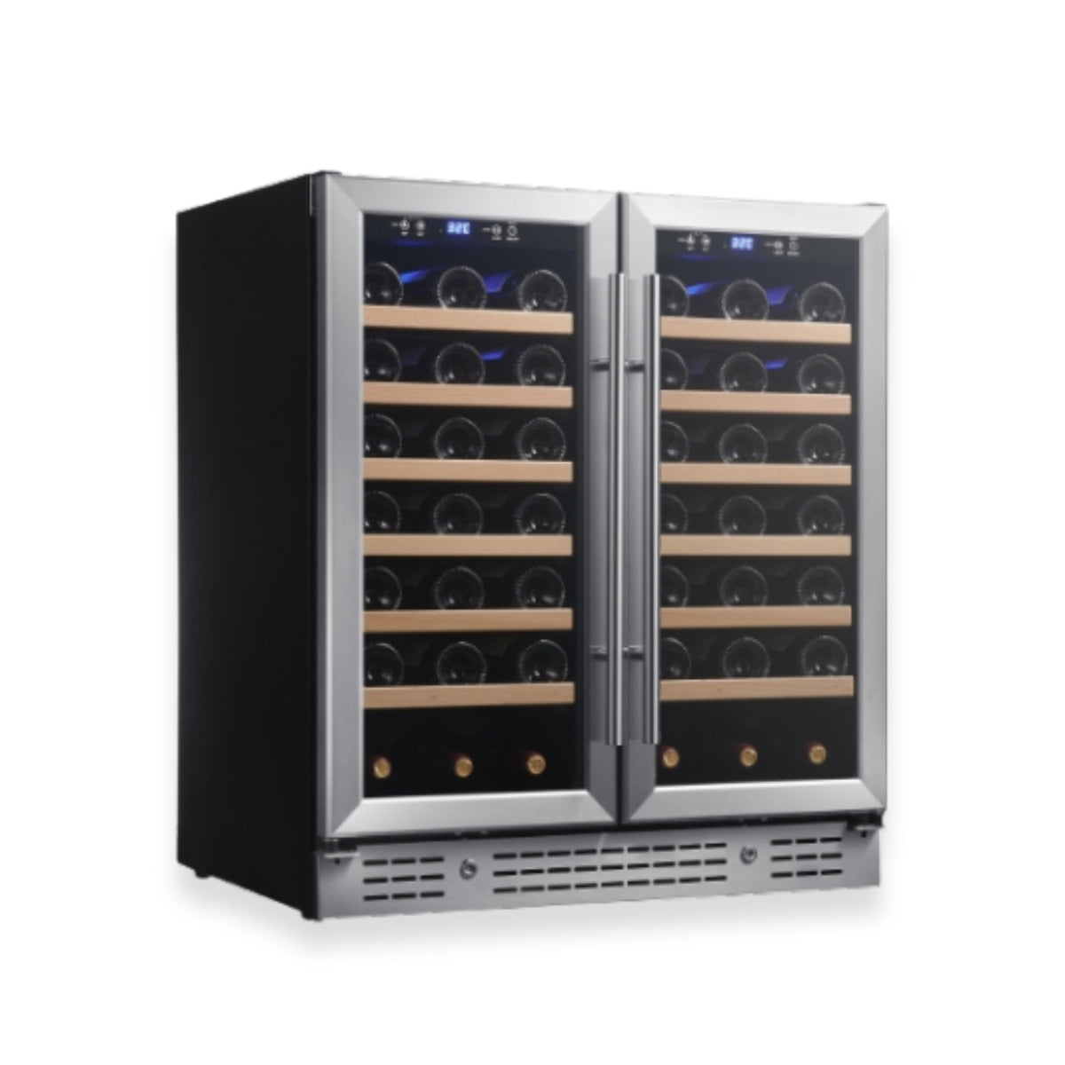 KingsBottle 36-Inch Dual-Zone Under-Counter Wine Cooler with Low-E Glass Door