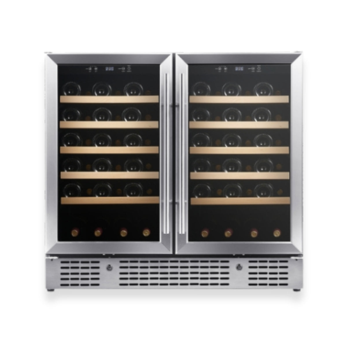 KingsBottle 36-Inch Dual-Zone Under-Counter Wine Cooler with Low-E Glass Door