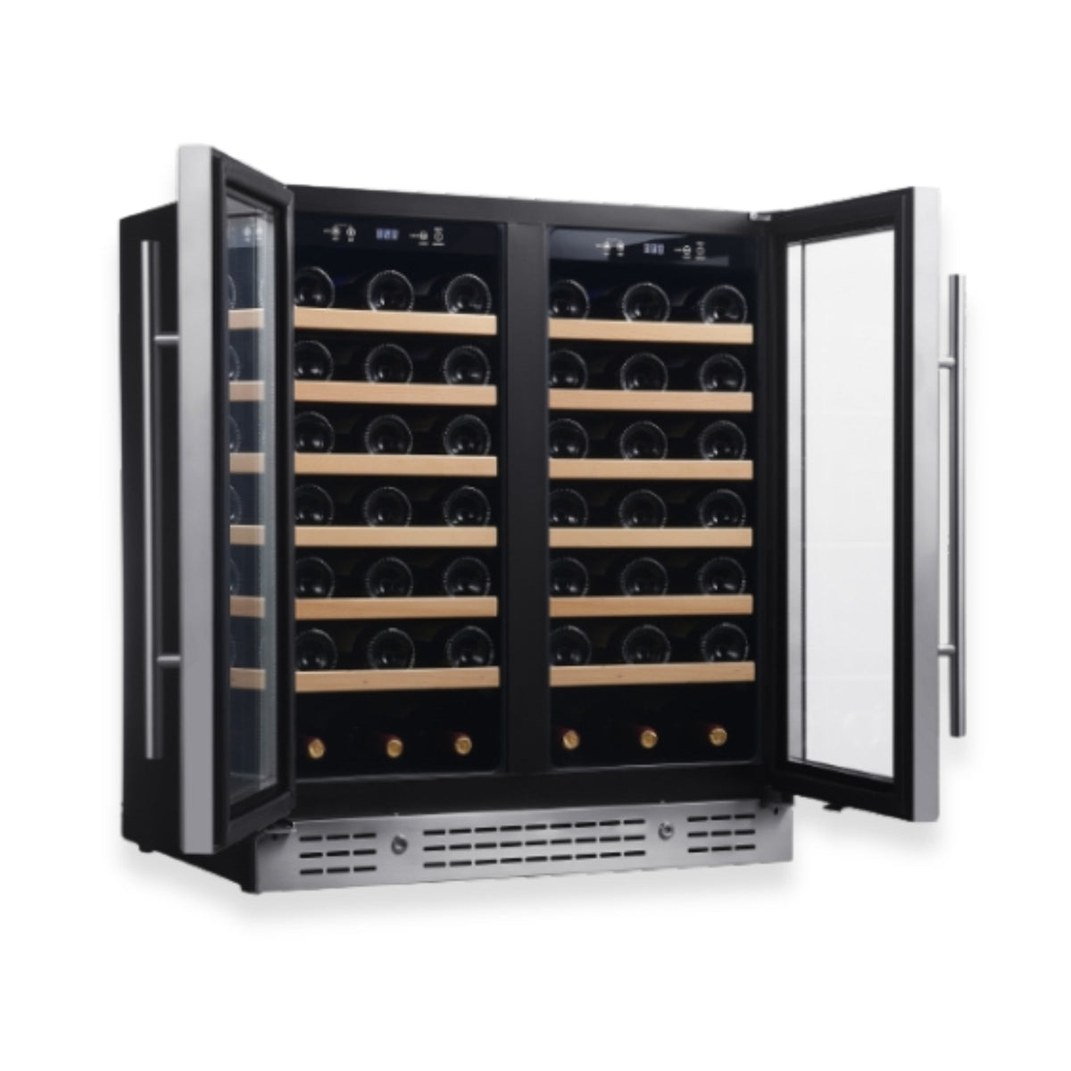 KingsBottle 36-Inch Dual-Zone Under-Counter Wine Cooler with Low-E Glass Door