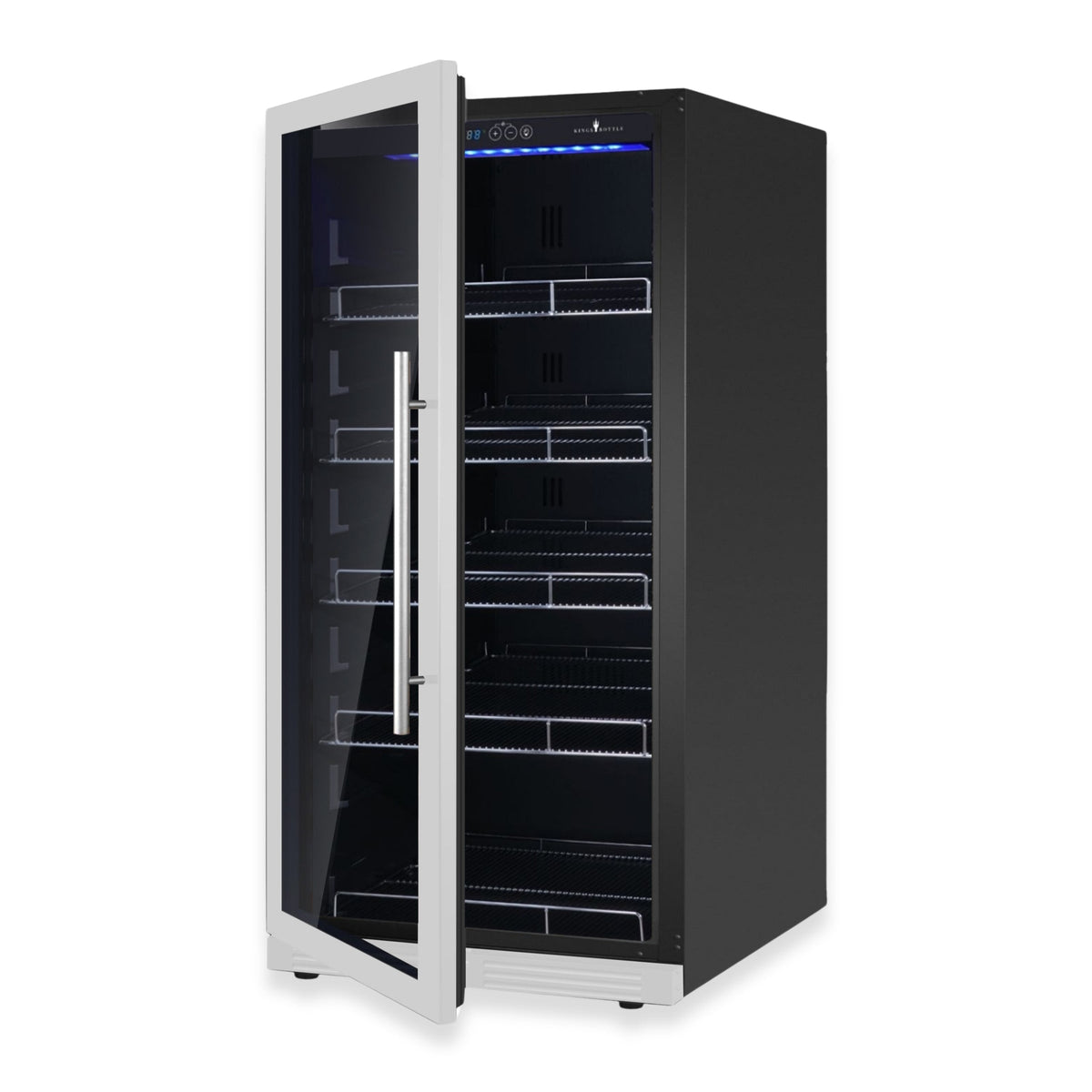 KingsBottle 47-Inch Upright Beverage Refrigerator – 389 Can Capacity with Low-E Glass Door