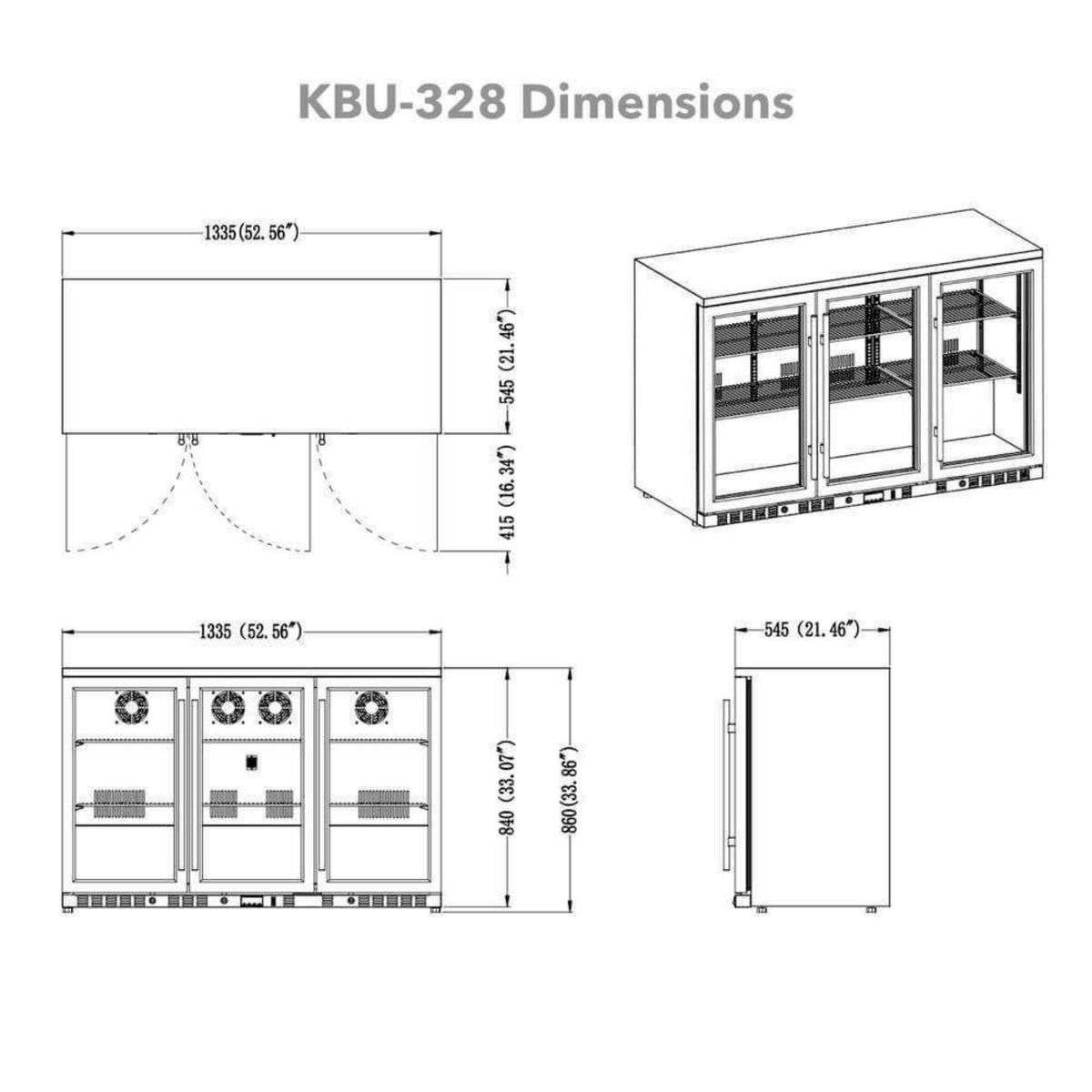 KingsBottle 53-Inch Outdoor Beverage Refrigerator with Solid Stainless Steel Doors