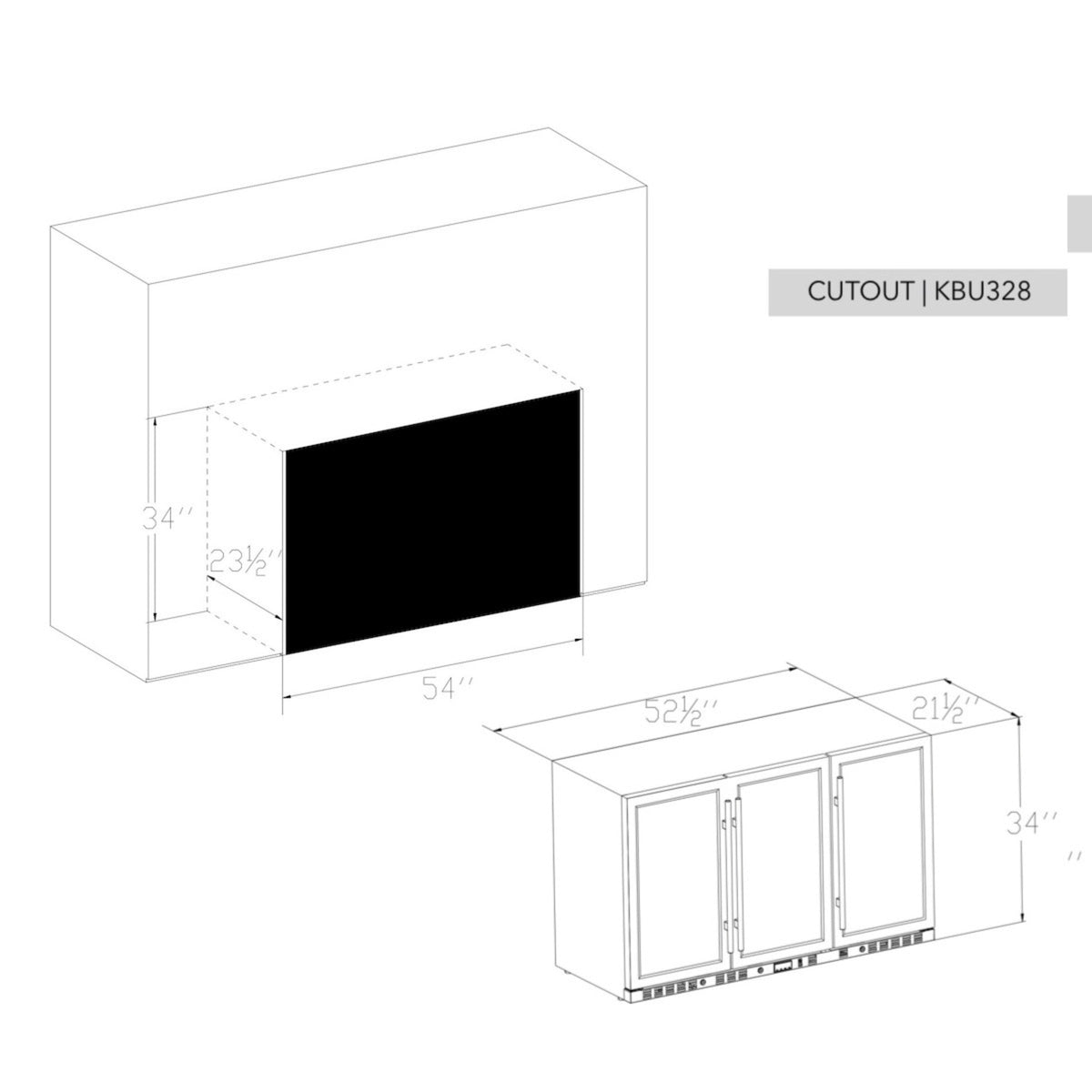KingsBottle 53-Inch Under-Counter Beverage Refrigerator with Heated Glass Door