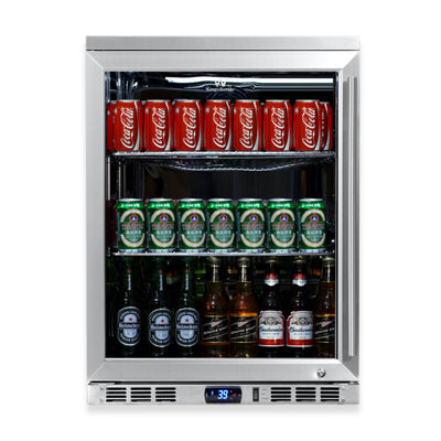 KingsBottle 24-Inch Under-Counter Beverage Refrigerator with Heated Glass Door