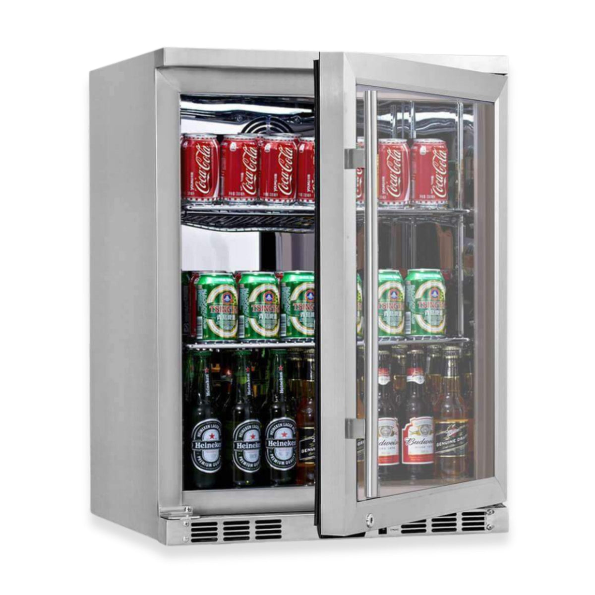 KingsBottle 24-Inch Under-Counter Beverage Refrigerator with Heated Glass Door