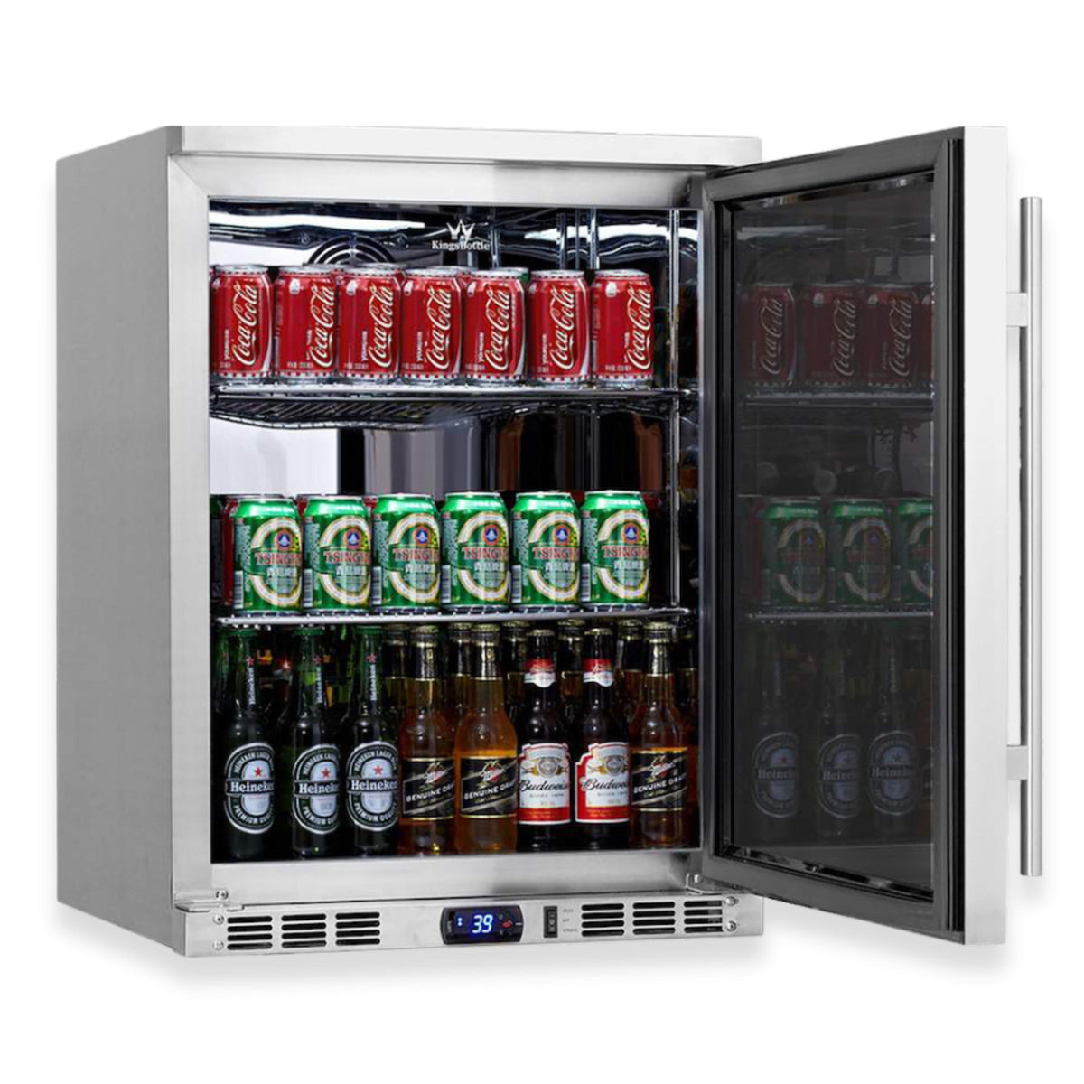 KingsBottle 24-Inch Under-Counter Beverage Refrigerator with Heated Glass Door
