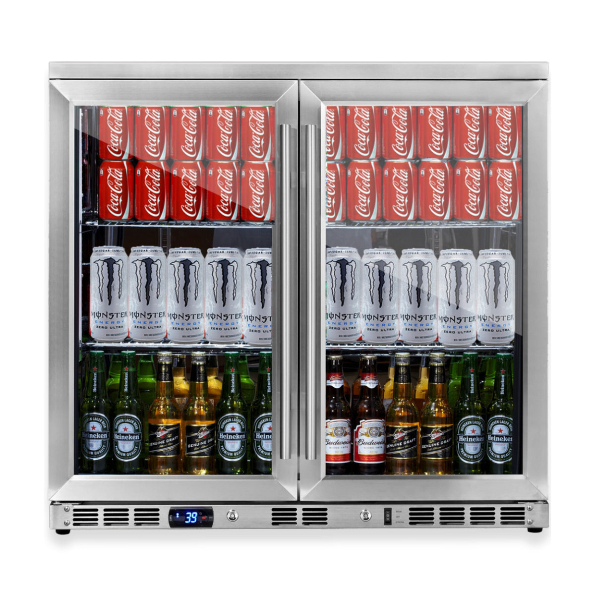 KingsBottle 36-Inch Under-Counter Beverage Refrigerator with Heated Glass Door