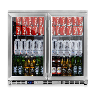 KingsBottle 36-Inch Under-Counter Beverage Refrigerator with Heated Glass Door