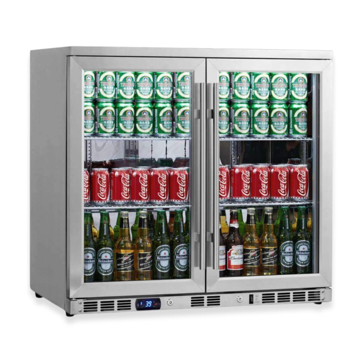 KingsBottle 36-Inch Under-Counter Beverage Refrigerator with Heated Glass Door