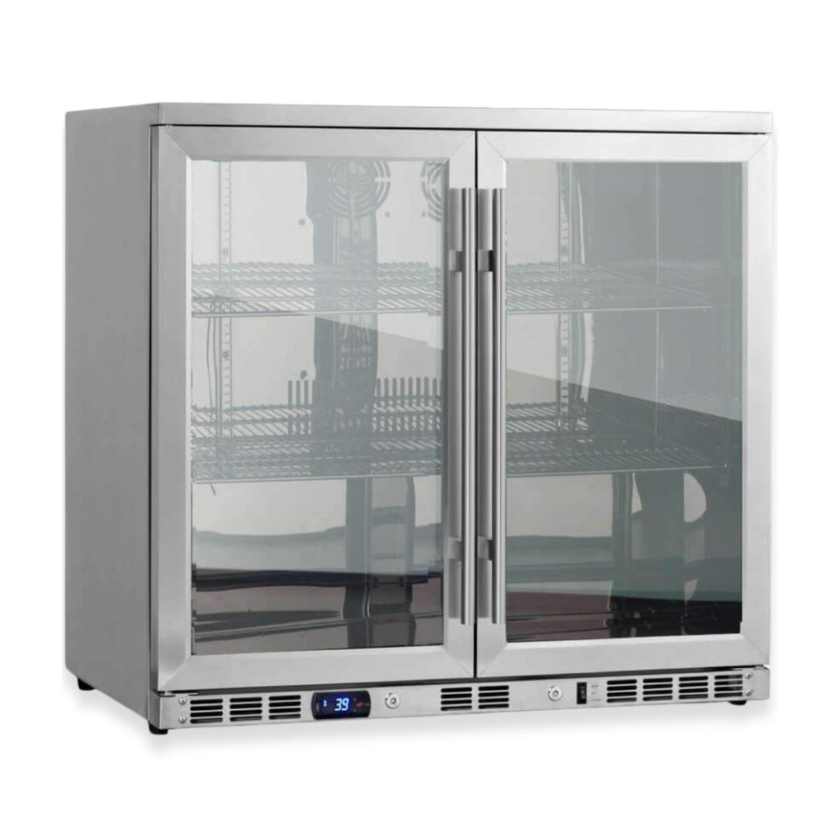 KingsBottle 36-Inch Under-Counter Beverage Refrigerator with Heated Glass Door